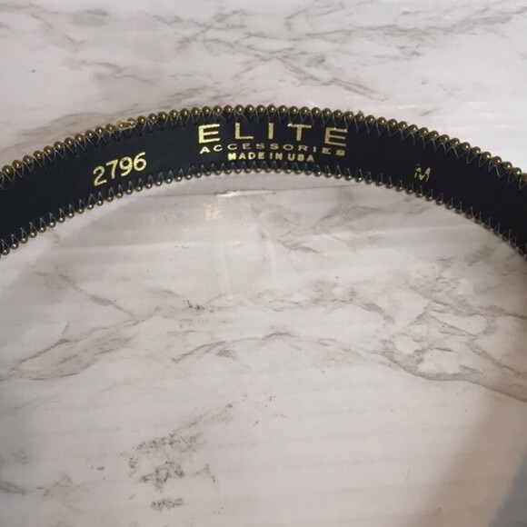 Vintage 1990s Elite Metallic Leather Gold Tone Leopard Snakeskin Embossed Medium - Picture 4 of 6